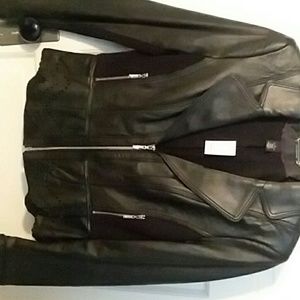 Whbm leather peplum jacket